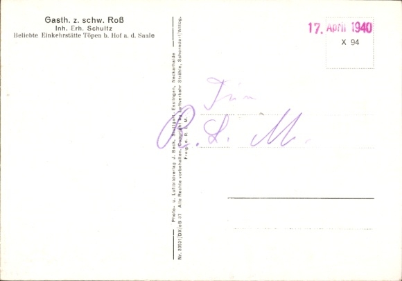 Postcard Töpen in Upper Franconia, aerial photograph, Gasth. z. schw. Roß