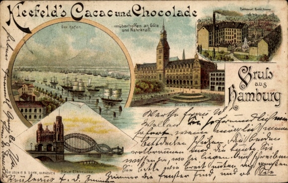 Litho Hamburg Mitte Altstadt, Hafen, Elbbrücke