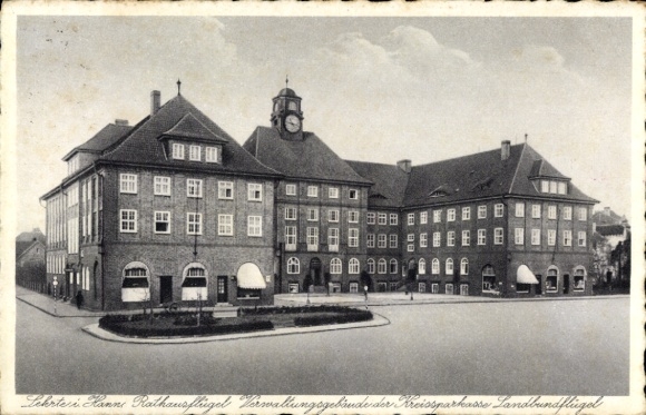 Postcard Lehrte in Lower Saxony, town hall wing, administrative building of the Kreissparkasse