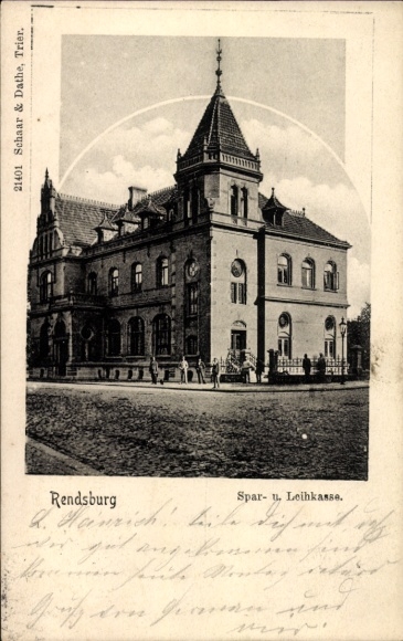 Postcard Rendsburg in Schleswig Holstein, Savings and Loan Bank