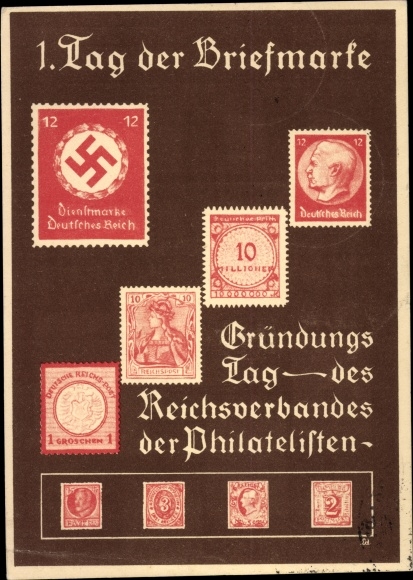 Postzegels Ak 1. Dag van de postzegel, oprichtingsdag van de Reichsvereniging van filatelisten