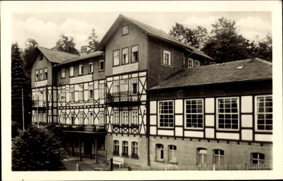Postcard Elgersburg in Thuringia, Reichsbahn recreation home, Thüringer Volksverlag, windows and balconies