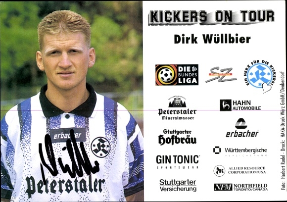 Karta autografu piłkarza Dirka Wüllbiera, SV Stuttgarter Kickers, autograf