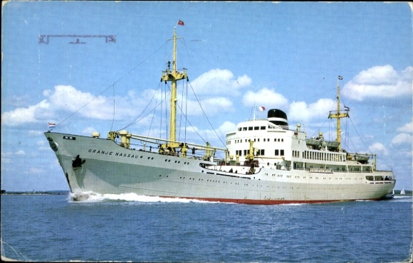 Postcard ship Oranje Nassau, passenger ship