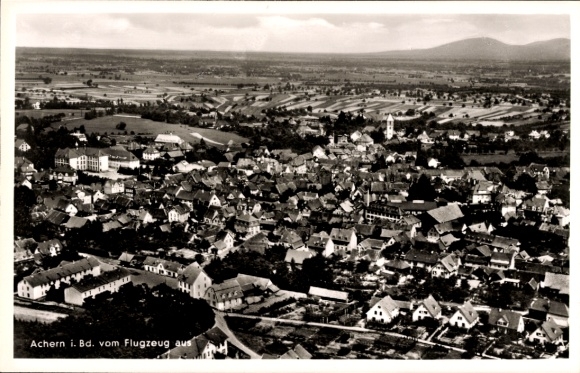 Postcard Achern in Baden Black Forest, aerial photograph