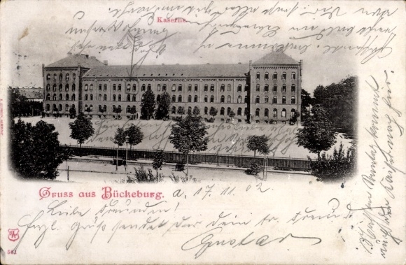 Postcard Bückeburg in the district of Schaumburg, barracks