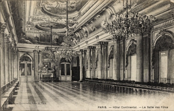 Ak Paris I Louvre, Hôtel Continental, La Salle des Fêtes,  elegante Innenansicht, keine Personen