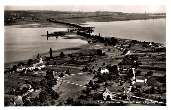 Postcard Oberzell Insel Reichenau Bodensee, from the plane