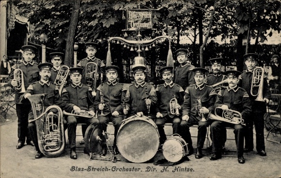 Ak Berlin Wedding, Blas-Streich-Orchester, Direktor H. Hintze