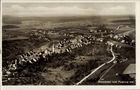 Postcard Dornstetten in the Black Forest Württemberg, aerial photograph landscape, houses, church