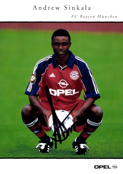 Autogrammkarte Andrew Sinkala, FC Bayern München, Opel Zafira, Autogramm