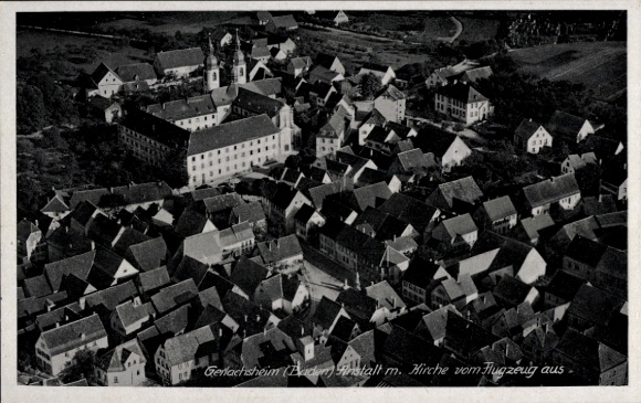 Ansichtkaart Gerlachsheim Lauda Königshofen in Tauberfranken, luchtfoto