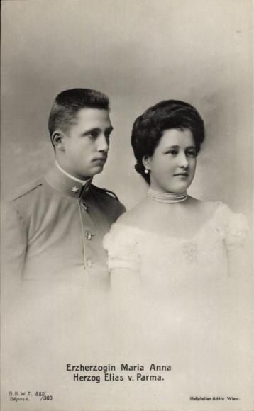 Postcard Archduchess Maria Anna and Duke Elias of Parma