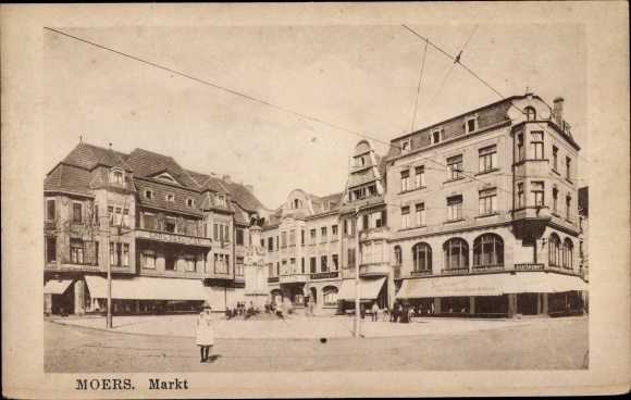 Postcard Moers North Rhine Westphalia, market, action Carl Schultze