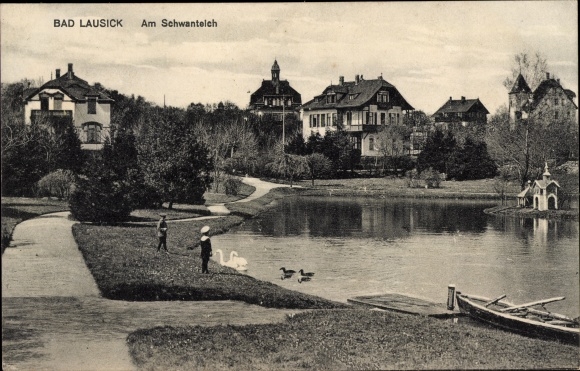 Postcard Bad Lausick in Saxony, Am Schwanteich