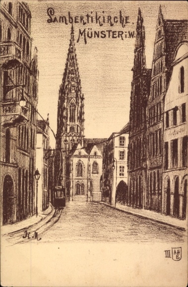 Ak Münster in Westfalen, Sambertikirche,  Straßenansicht,  Architektur