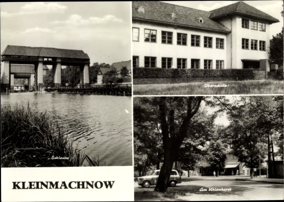 Postcard Kleinmachnow, canal section with lock, upper level I., at the Uhlenhorst