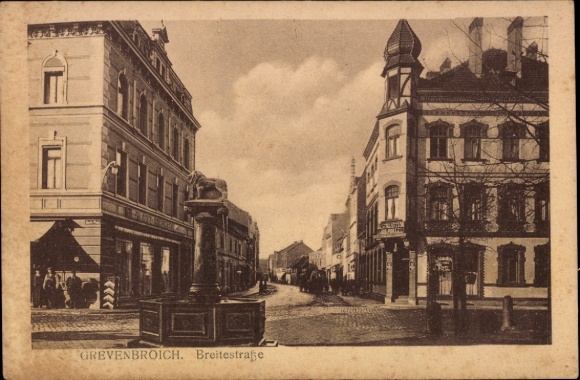 Postcard Grevenbroich in Westphalia, Breitestraße, building, fountain