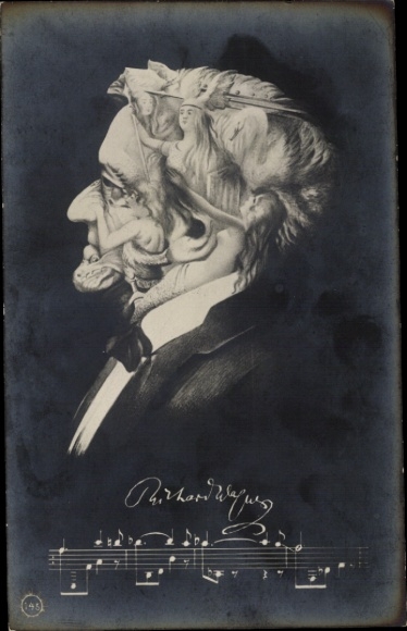Artist Postcard Metamorphosis, composer, dramatist and poet Richard Wagner
