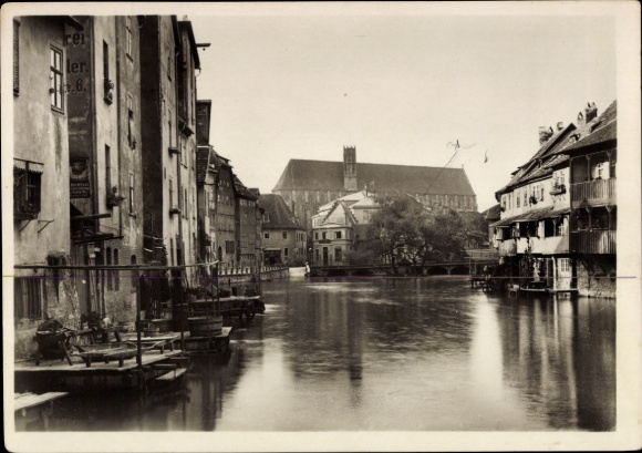 Postcard Erfurt in Thuringia, Barfüßerkirche, canals, architecture