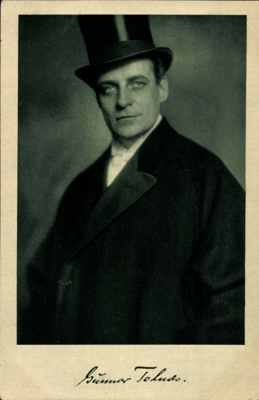 Postcard Actor Gunnar Tolnæs, Portrait, Cylinder