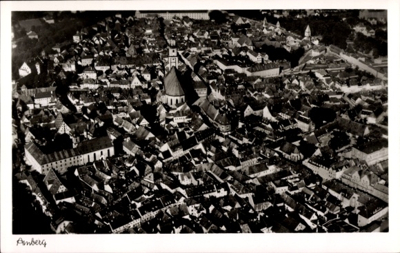 Postcard Amberg in Swabia, aerial photograph