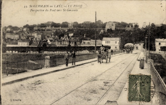 Postcard Le Pecq Yvelines, Perspective du Pont vers St-Germain