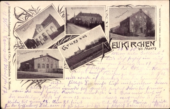 Postcard Neukirchen Vluyn on the Lower Rhine, orphanage, meeting house