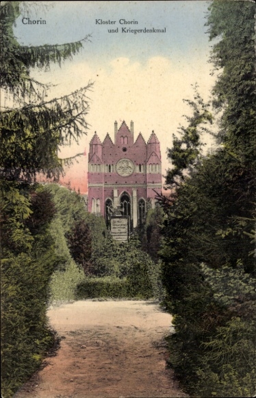Postcard Chorin in der Mark, monastery war memorial, green surroundings, architecture