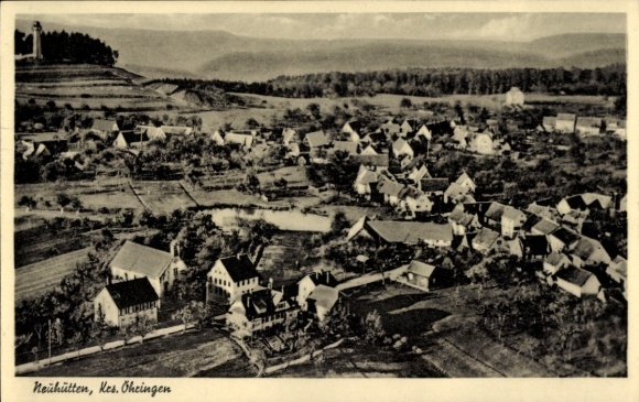 Postcard Neuhütten Öhringen in the Hohenlohe district of Württemberg, aerial photograph