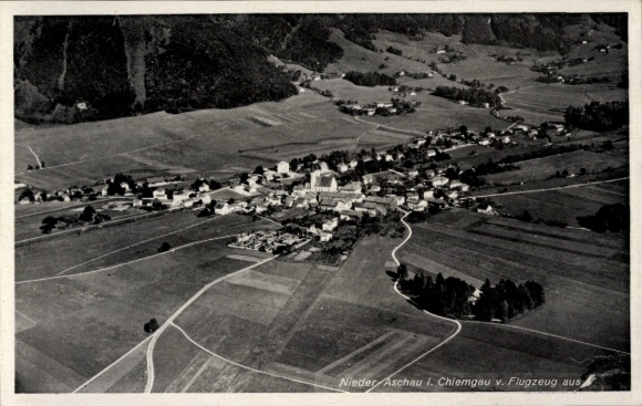 Postcard Niederaschau Aschau im Chiemgau Upper Bavaria, aerial photo of Nieder Aschau, Chiemgau, aircraft photo