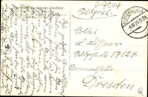 Postcard Elsterwerda in Brandenburg, Hotel Weisses Ross on the main street