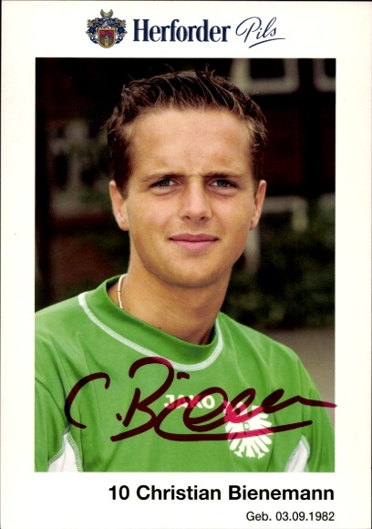 Autogrammkarte Fußballer Christian Bienemann, Preußen Münster, Autogramm