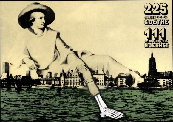 Artist PC Staeck, Klaus, 225 years Goethe, 111 years Farbwerke Hoechst, satire