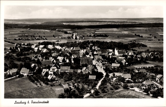 Postcard Rodt Loßburg in the district of Freudenstadt, aerial photograph