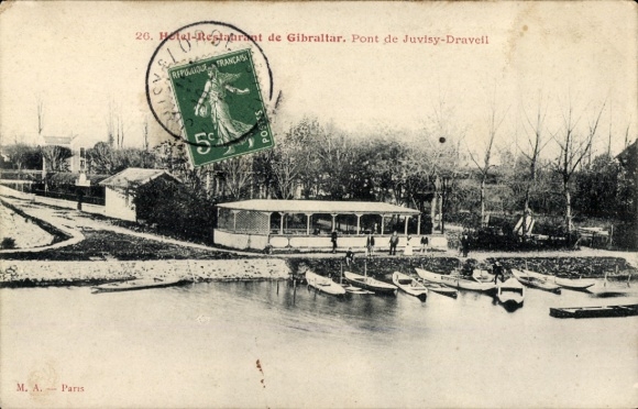 CPA Draveil-Essonne, Hotel Restaurant de Gibraltar, Pont de Juvisy