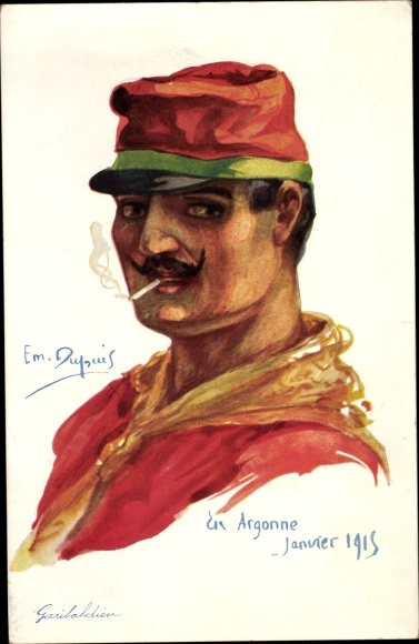 Kunstenaar Ak Dupuis, Em., Nos Alliés, No 8, Garibaldia, Ital. soldaat