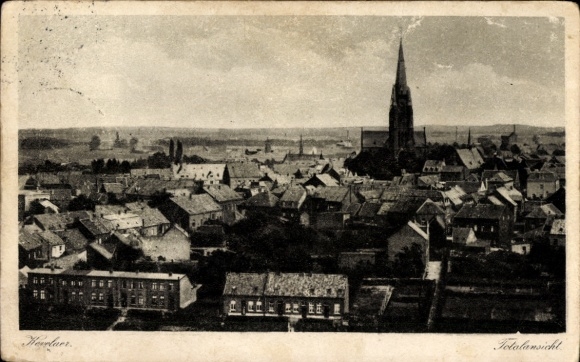 Postcard Kevelaer on the Lower Rhine, total view, church tower
