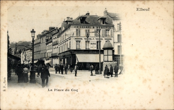 Ak Elbeuf Seine-Maritime, La Place du Coq