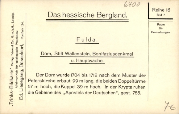 Ak Fulda in Hessen, Dom, Stift Wallenstein, Bonifatiusdenkmal, Hauptwache