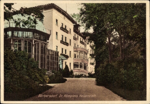 Ak Görbersdorf Oederan Sachsen, Dr. Römplers Heilanstalt, Gebäude, Weg, Grünanlagen