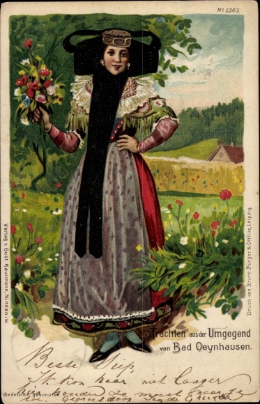 Chromo-Litho Bad Oeynhausen in Westphalia, woman in costume, BB&amp;OL 2303