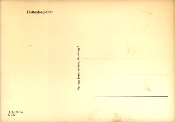 Postcard German Warships, Kriegsmarine, Fleet Escort F3, At Full Speed