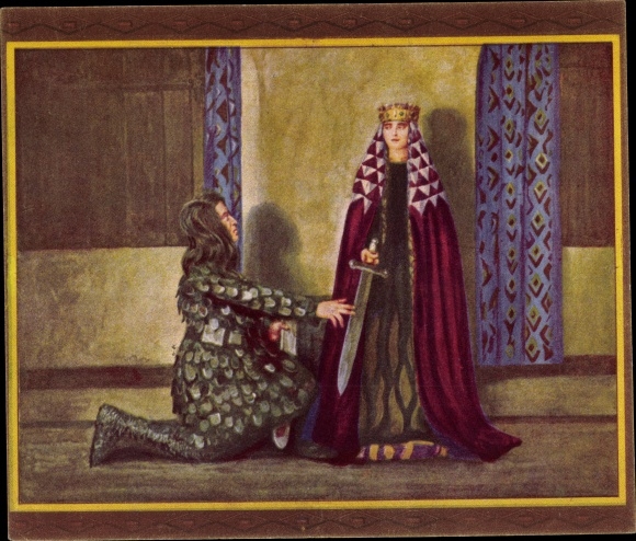 Collective picture The Nibelungen Song, IV. Frieze, How Mrs. Kriemhilde came to the Huns, Rüdiger