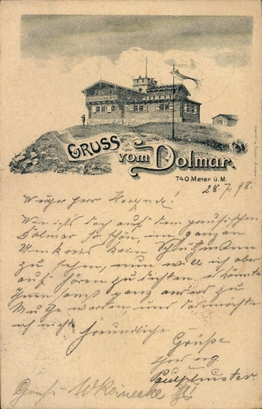 Chromo-Litho Kühndorf in Thuringia, Großer Dolmar, mountain, guesthouse