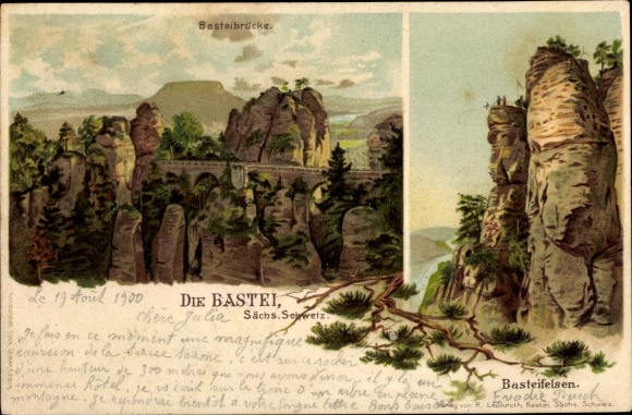 PC Lohmen in the Elbe Sandstone Mountains, bastion, nice detailed view