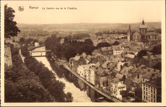 Postcard Namur Wallonia, River Sambre, Citadel, city view