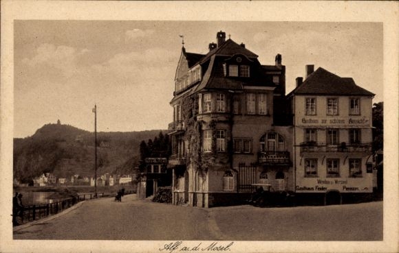 Ak Alf an der Mosel, Gasthaus Pension Zur schönen Aussicht, Hotel Nollen