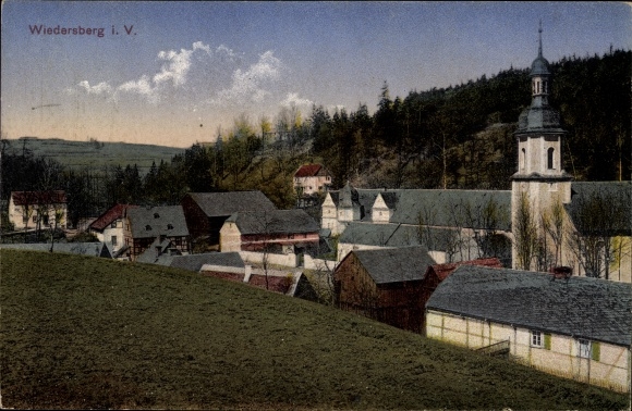 PC Wiedersberg Triebel im Vogtland, partial view of the village, church tower