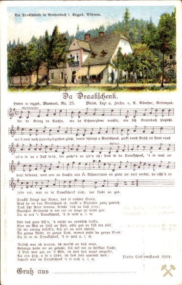 Song Postcard Günther, Anton, Da Draakschänk, Erzgebirge dialect No. 25, Dreckschänke Breitenbach